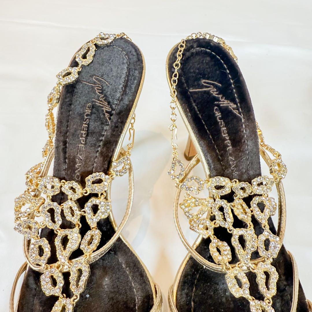 ジゼッペザノッティ VICINI ビジューサンダル 36 ゴールド