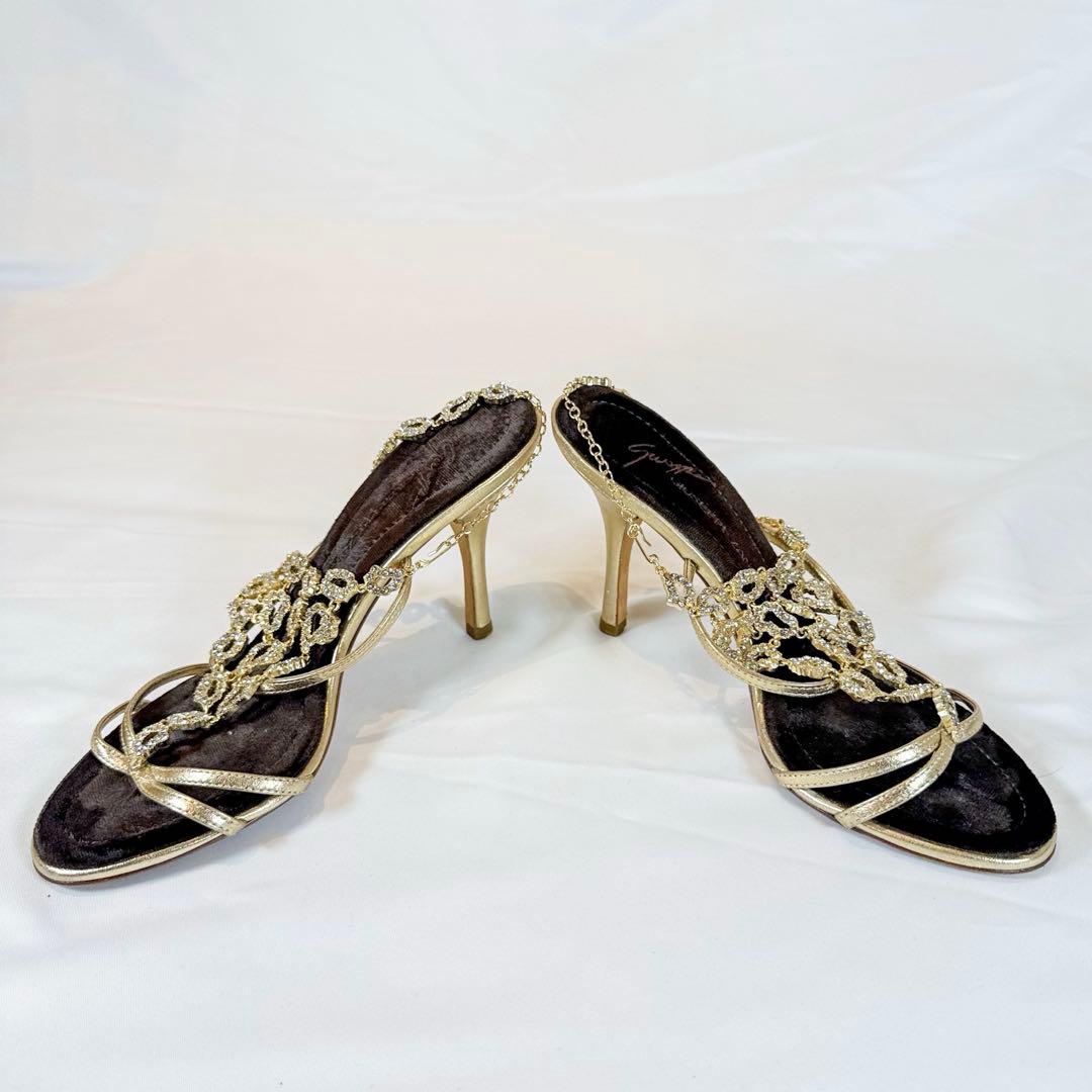 ジゼッペザノッティ VICINI ビジューサンダル 36 ゴールド