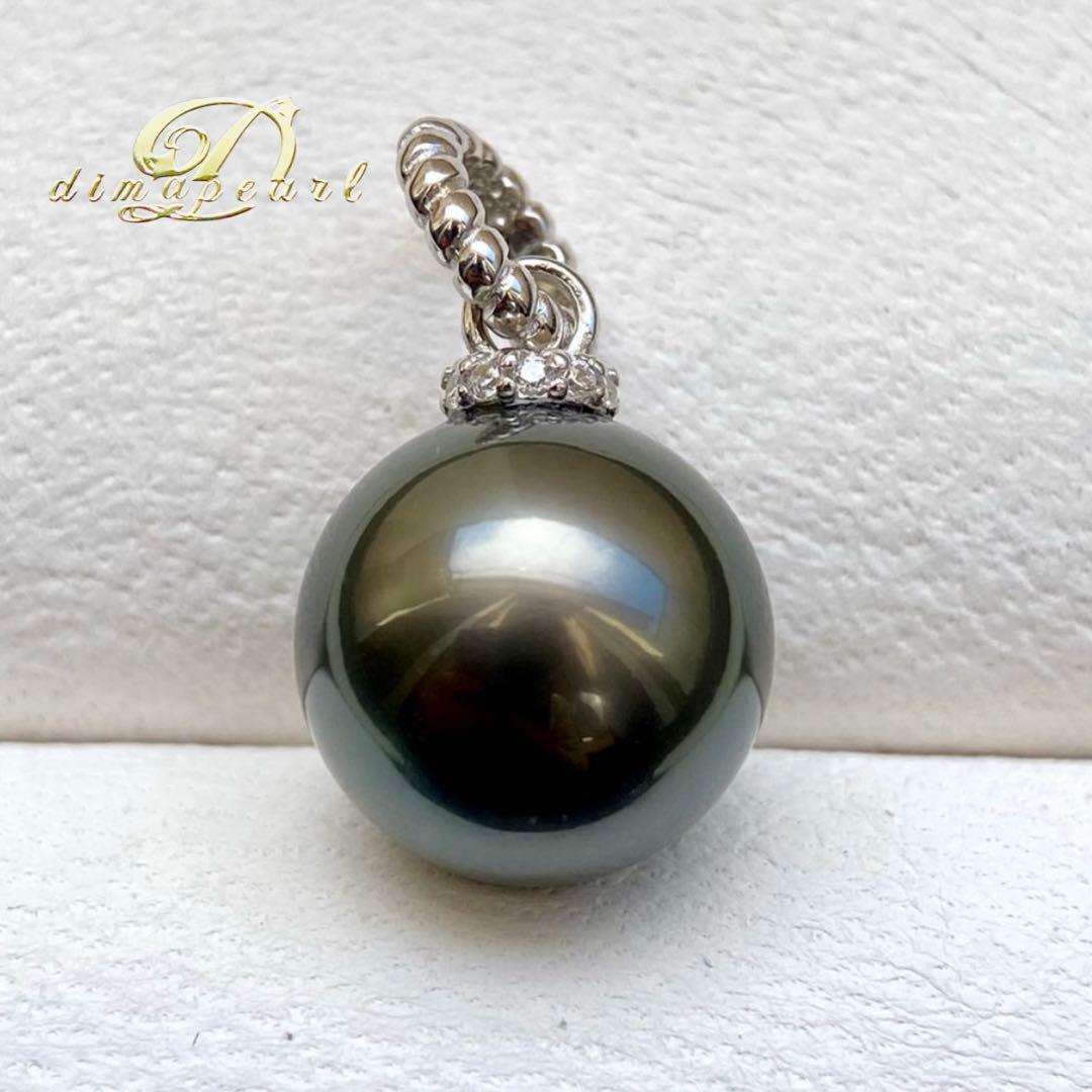 本真珠南洋黒蝶真珠グリーン大玉11.8㍉s925ペンダントBEN935