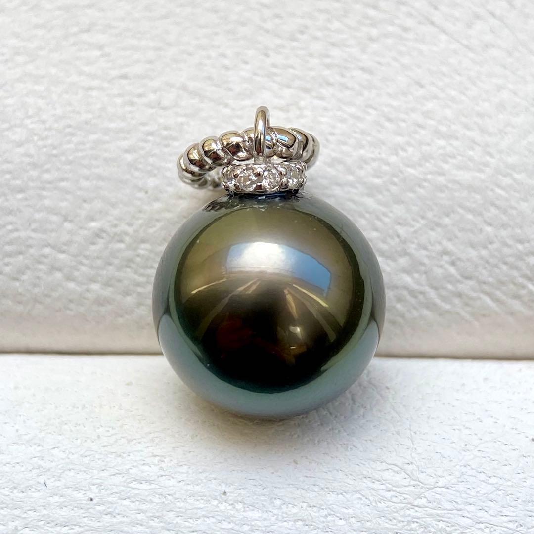 本真珠南洋黒蝶真珠グリーン大玉11.8㍉s925ペンダントBEN935