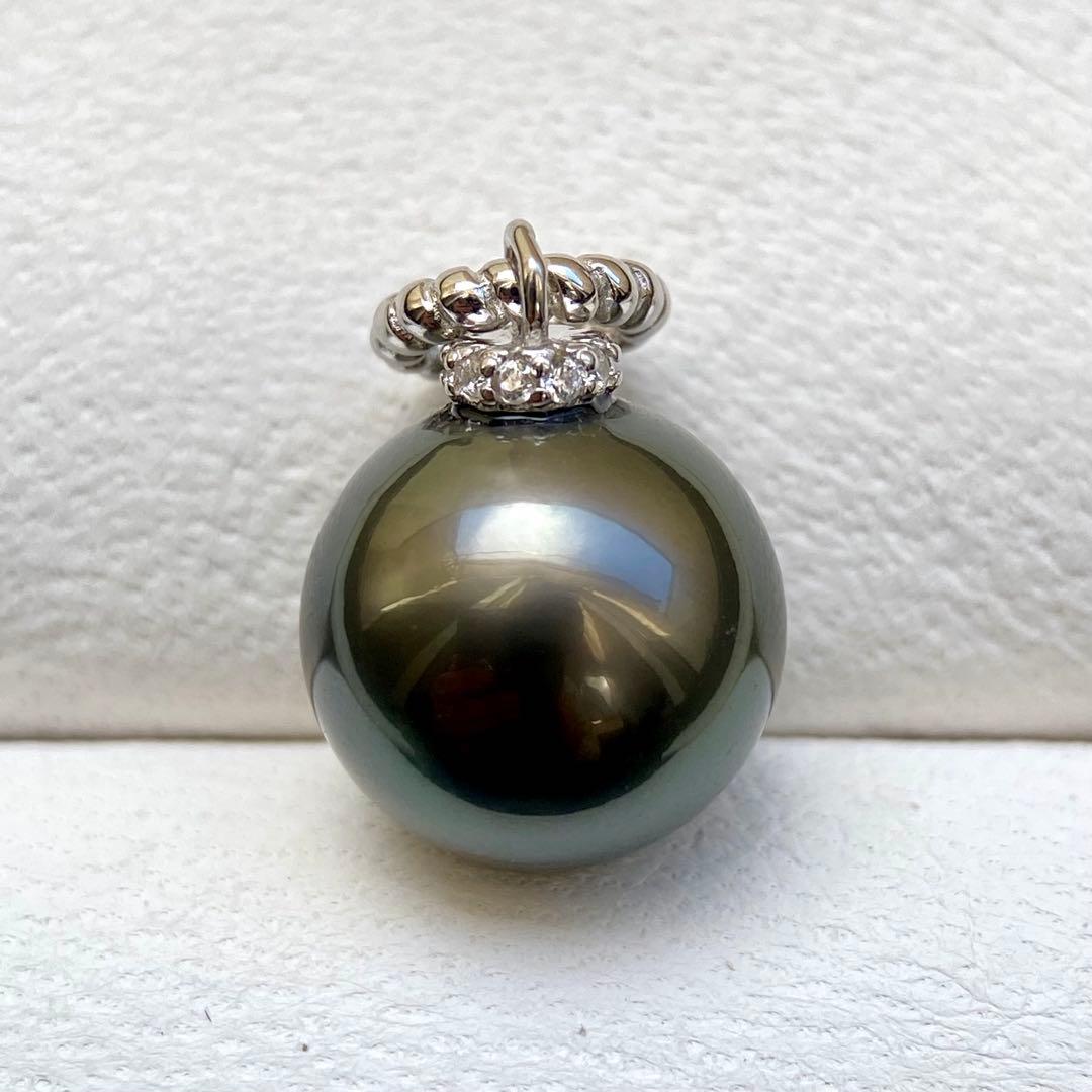 本真珠南洋黒蝶真珠グリーン大玉11.8㍉s925ペンダントBEN935