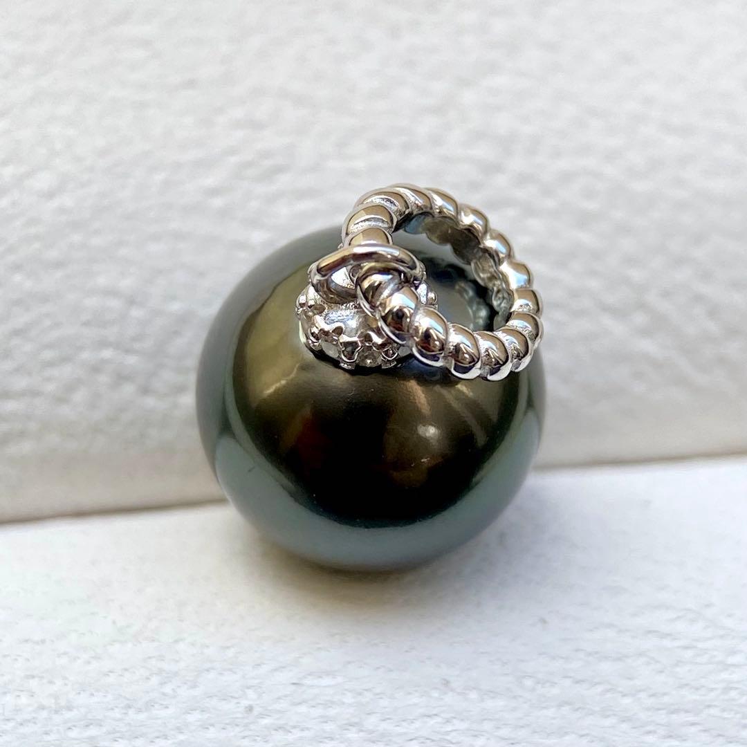 本真珠南洋黒蝶真珠グリーン大玉11.8㍉s925ペンダントBEN935