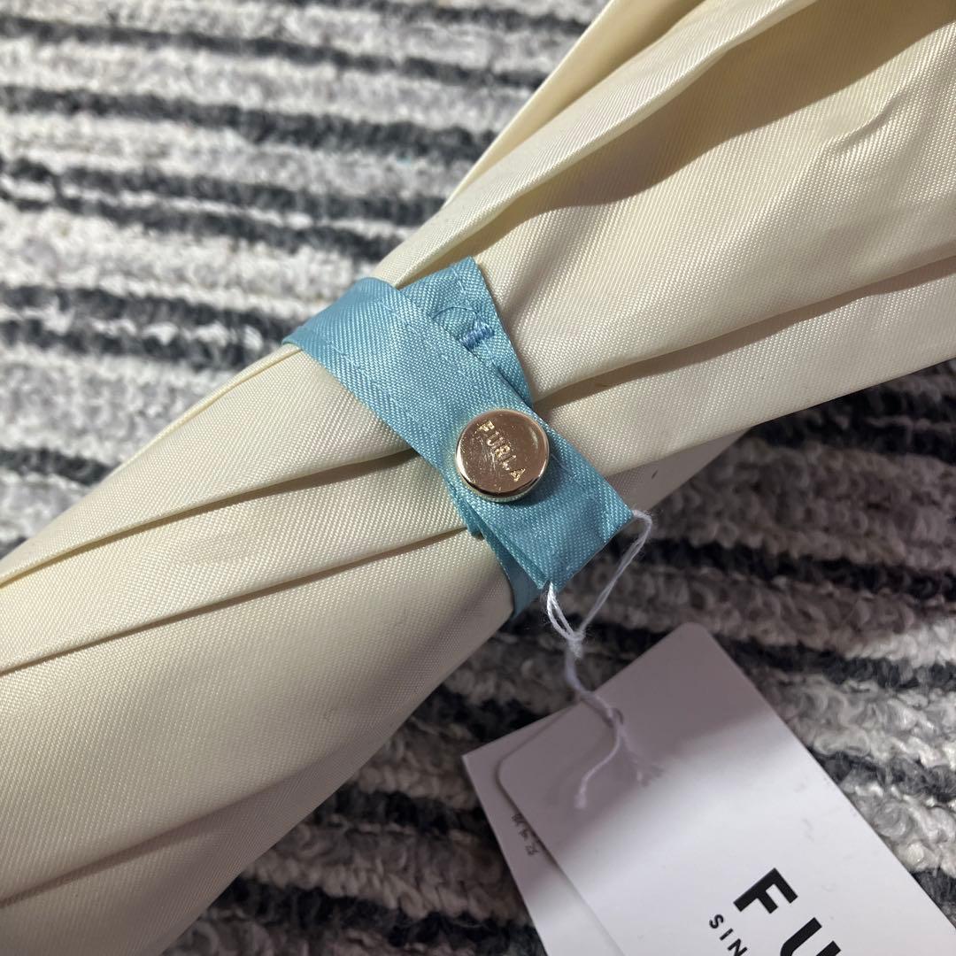 【未使用品】フルラ ボーダー 晴雨兼用 長傘 日傘 ジャンプ式 ブルー