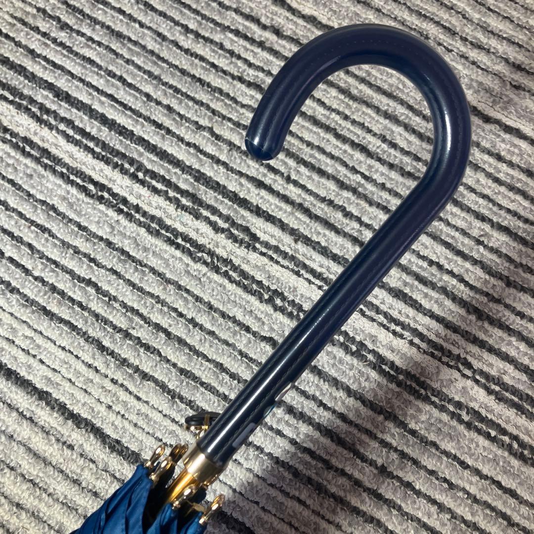 【未使用品】フルラ ボーダー 晴雨兼用 長傘 日傘 ジャンプ式 ブルー