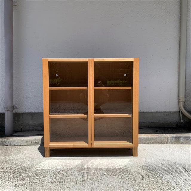 無印良品｜組み合わせて使える木製収納｜ブックキャビネット｜廃番｜ガラス扉付き｜