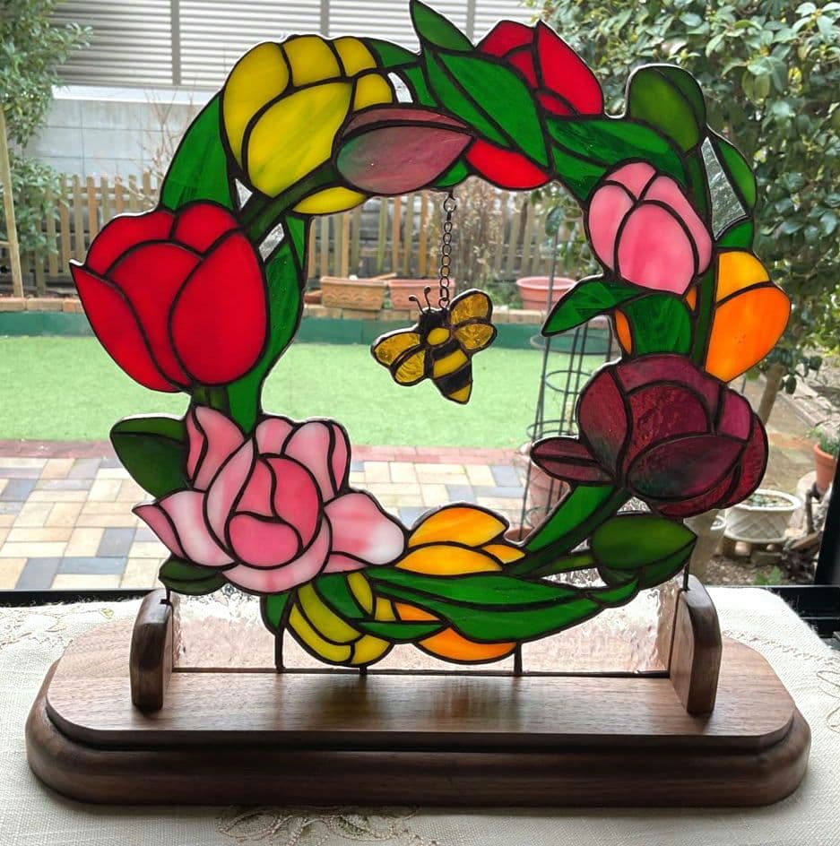 ステンドグラス　チューリップリース