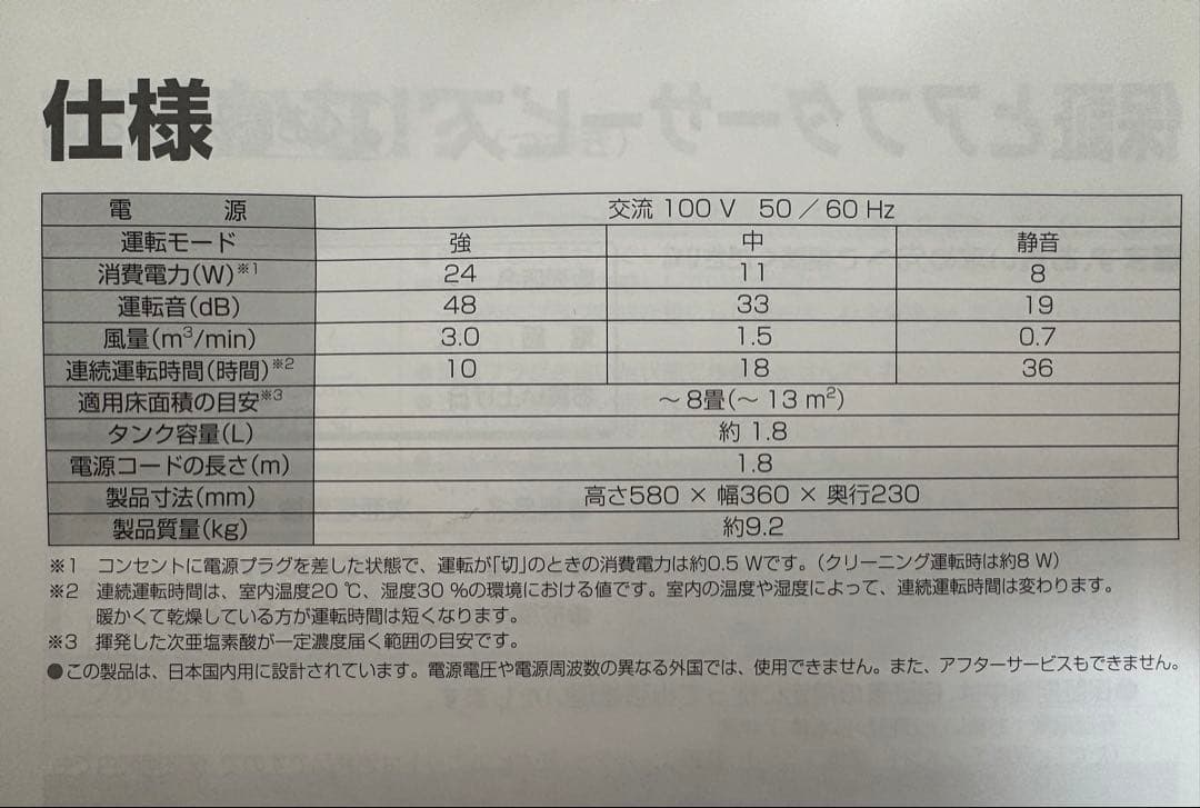 空間除菌脱臭機F-MC1000V 18年製
