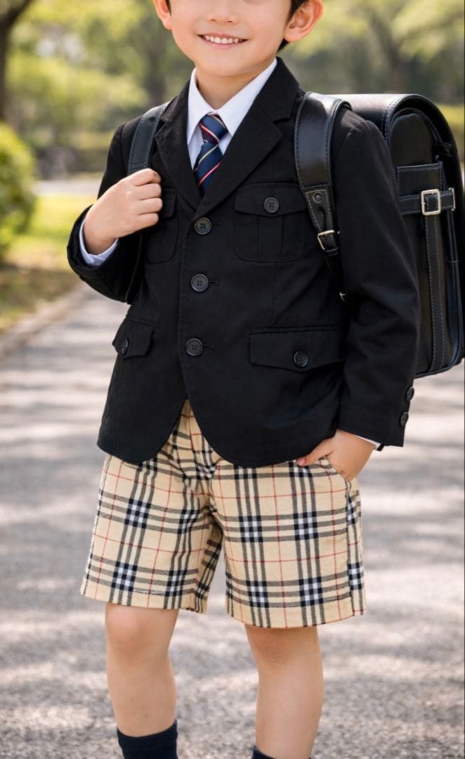 バーバリー黒スーツ上下、オーバーパンツ、ズボン4点セット