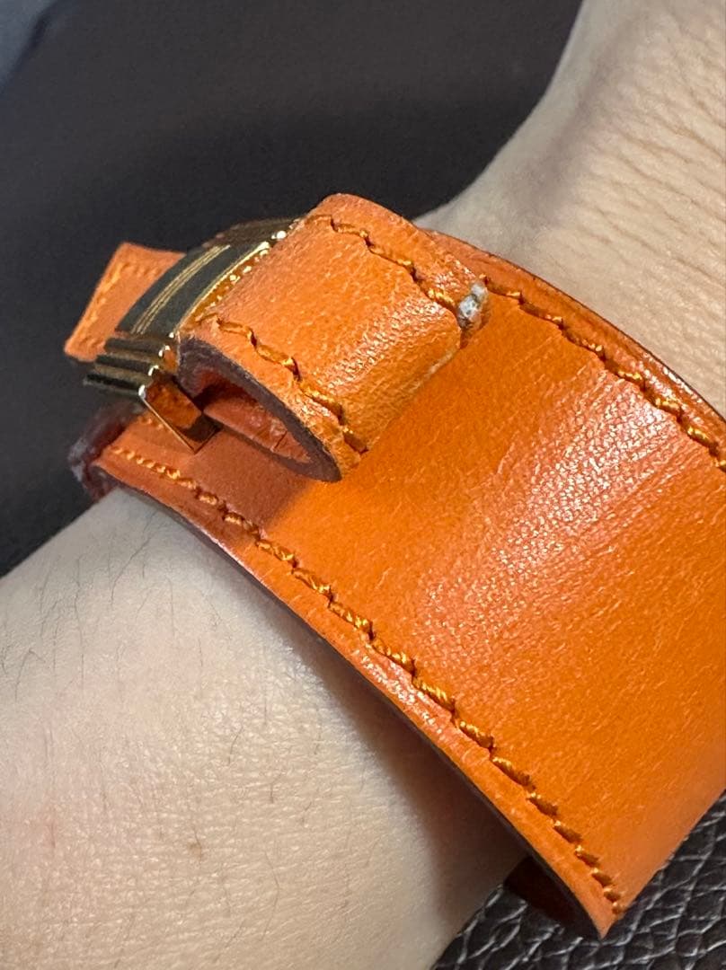 HERMES エルメス アルテミス オレンジ レザーバングル 難あり