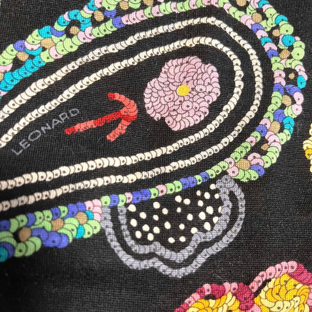 大きいサイズ レオナール シルク混 チュニックカットソー ペイズリー柄 LL