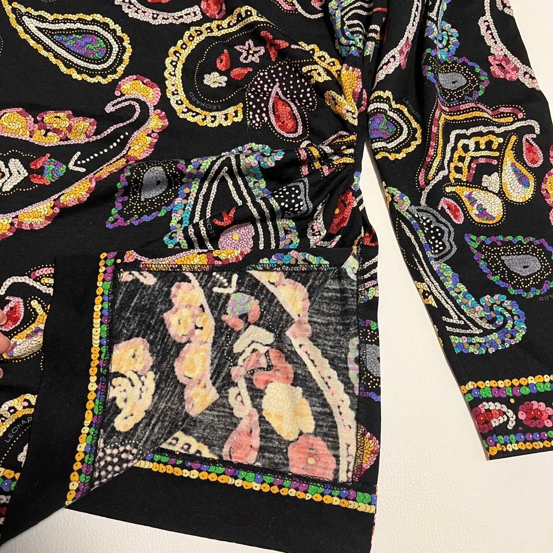 大きいサイズ レオナール シルク混 チュニックカットソー ペイズリー柄 LL