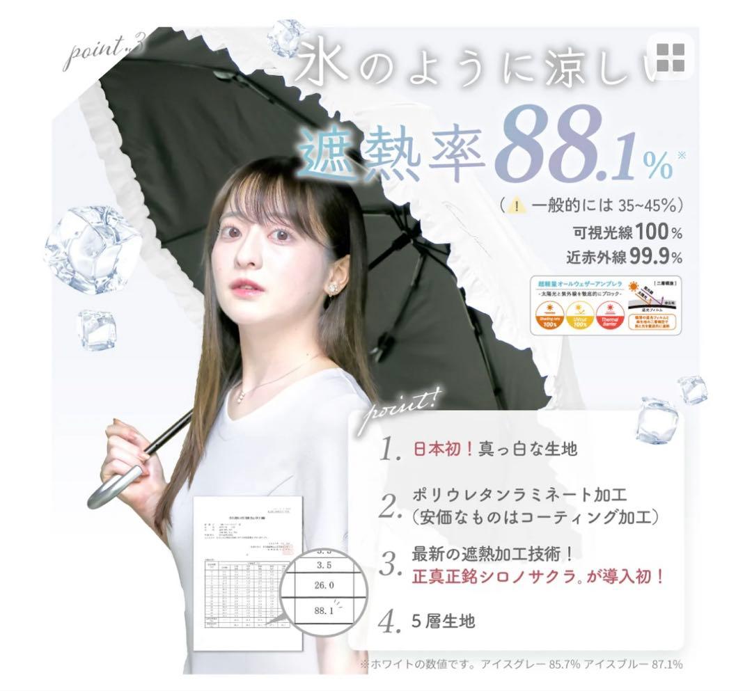 シロノサクラ　折りたたみ日傘雨傘兼用 アイスブルー　風鈴草