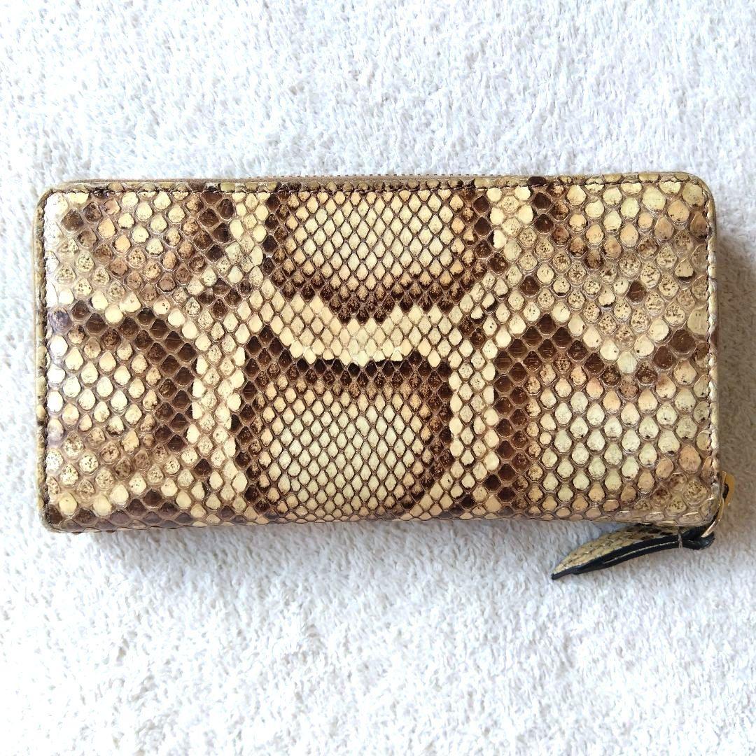 GUCCI グッチ パイソン ラウンドジップ 長財布 GGマーモント