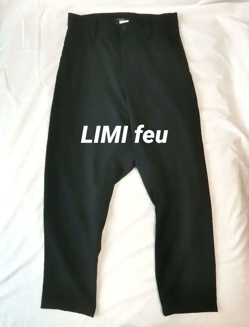 美品 リミフゥ 定番Wギャバサルエルパンツ S ウール ブラック