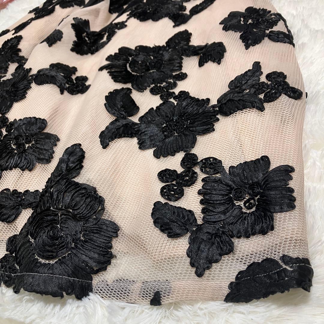 美品✨【SETTAN】パット入りAラインロングドレス　立体刺繍　結婚式　S