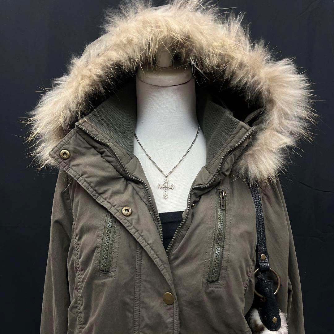 平成ギャル　y2k グランジ　ファー付き　モッズコート　ギミック　ロング