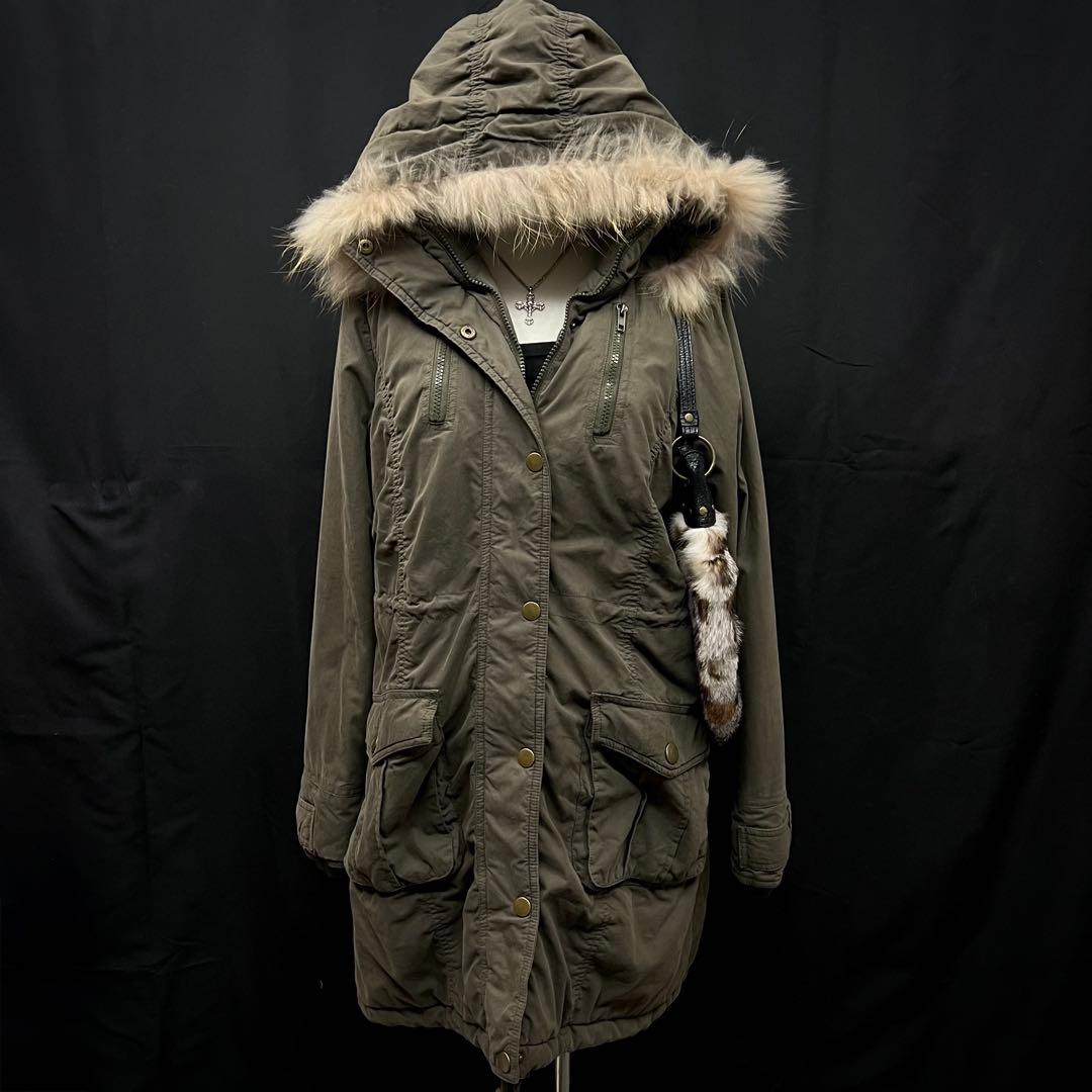 平成ギャル　y2k グランジ　ファー付き　モッズコート　ギミック　ロング