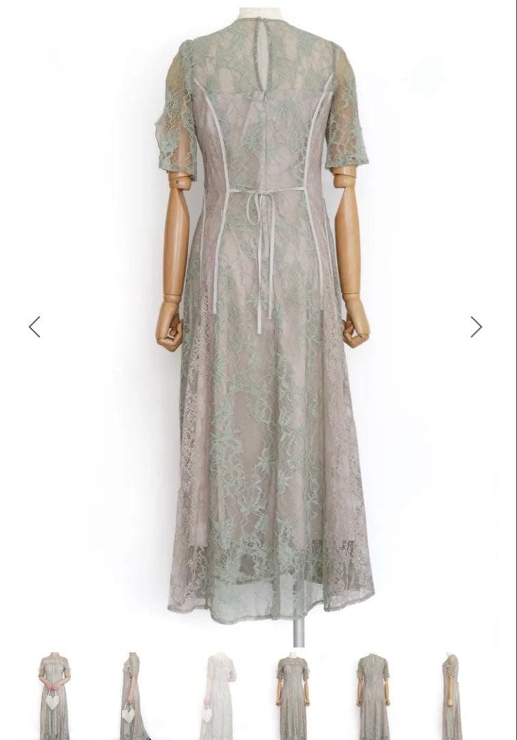 ♡FRAY I.D ミントグリーン×ベージュ　レースフレアドレス♡