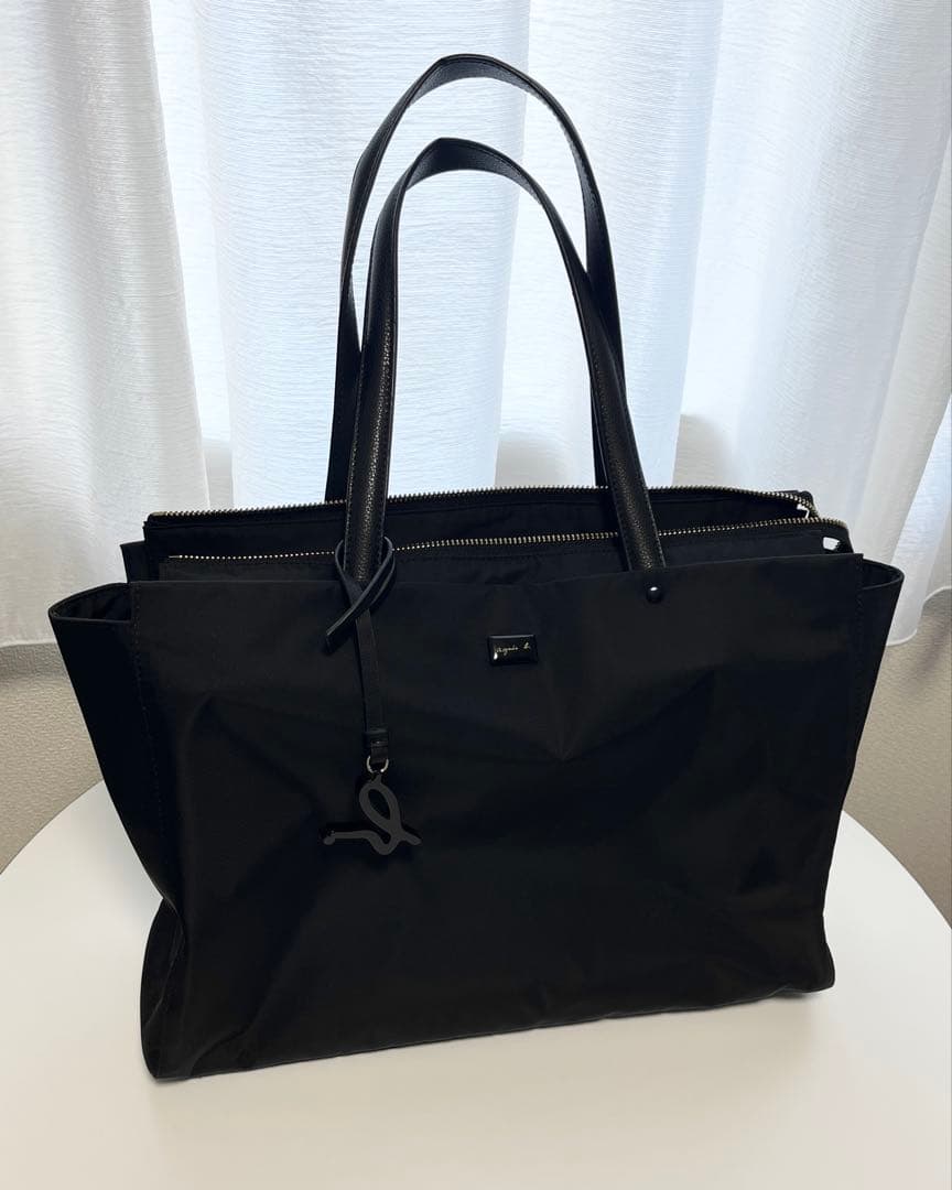 【A4サイズ対応】アニエスベー　ナイロン製ビジネスバッグ　ブラック