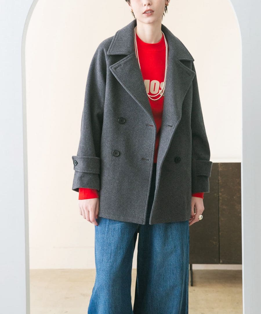 ★新品未使用タグ付き★UR DOORS＊スーパー100メルトンPコート