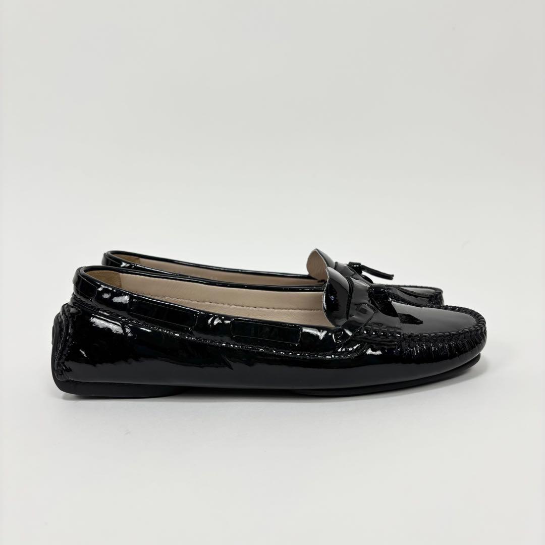 CHANEL ココマーク エナメル ドライバーズシューズ ローファー 黒 37