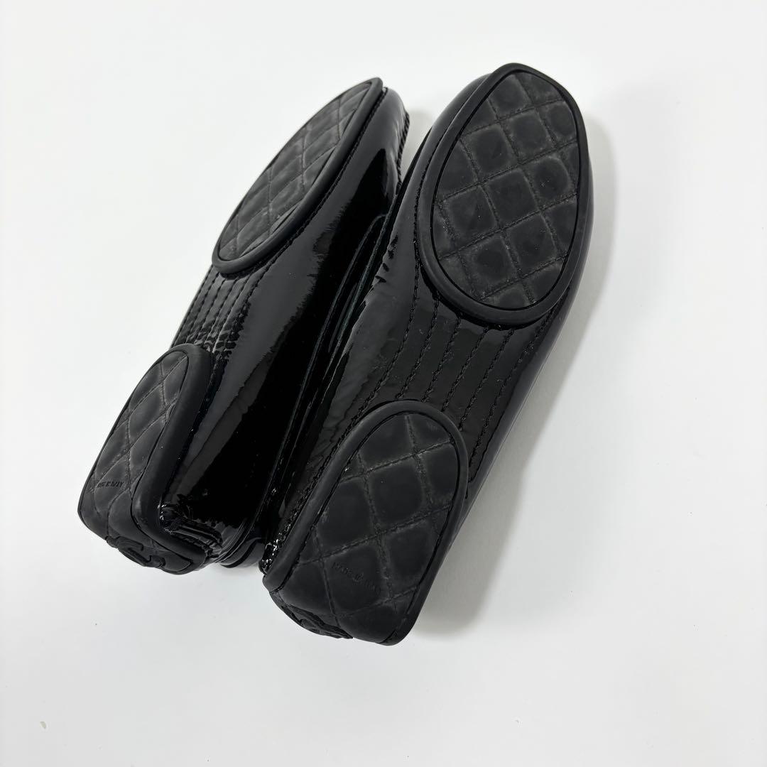 CHANEL ココマーク エナメル ドライバーズシューズ ローファー 黒 37