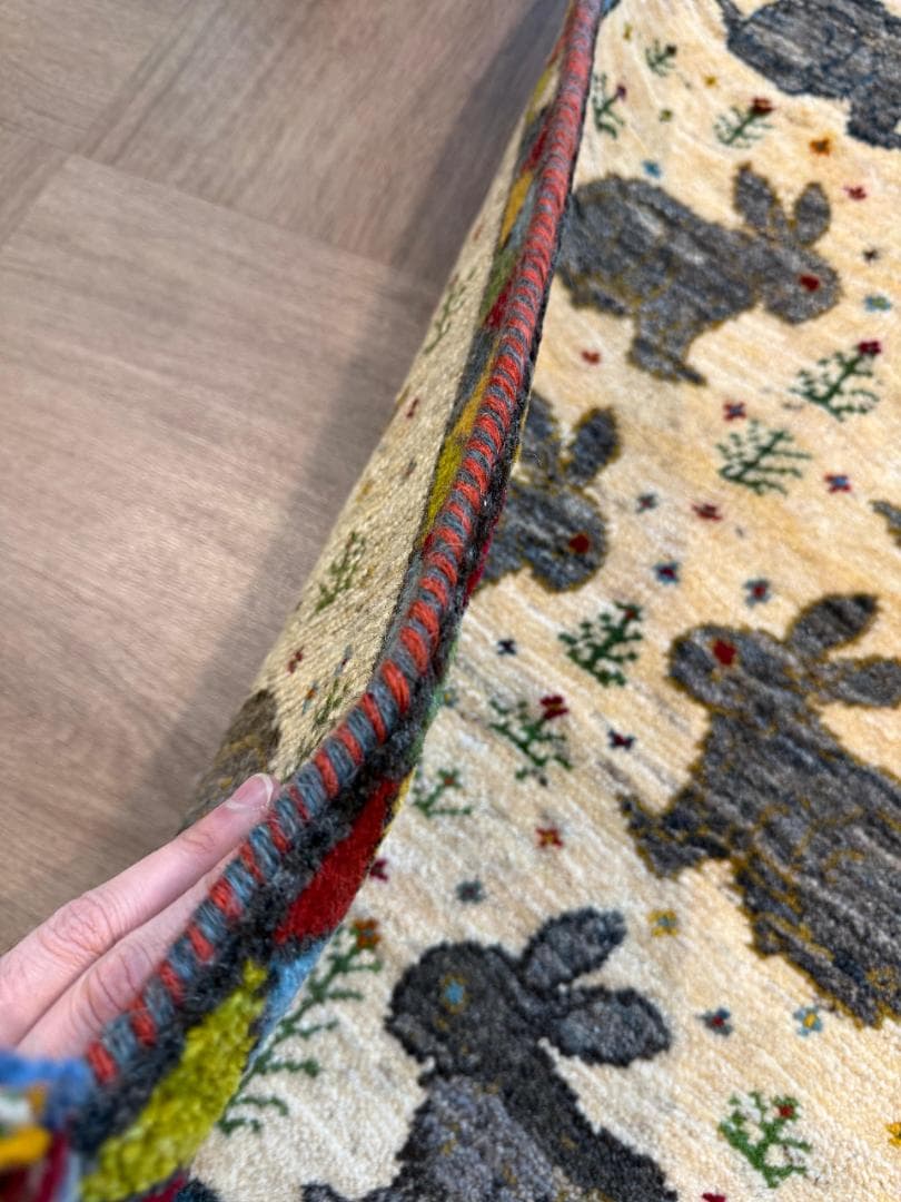 ギャッベ 86x59cm ペルシャ絨毯 手織り ギャベ 玄関マットラグ 絨毯