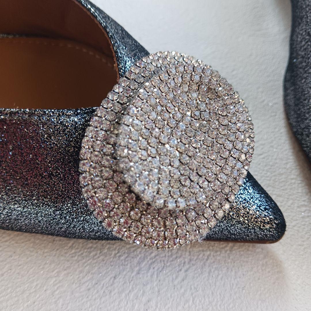 ピッピシック フラットシューズ パンプス ラメ グリッター ビジュー 大きい38