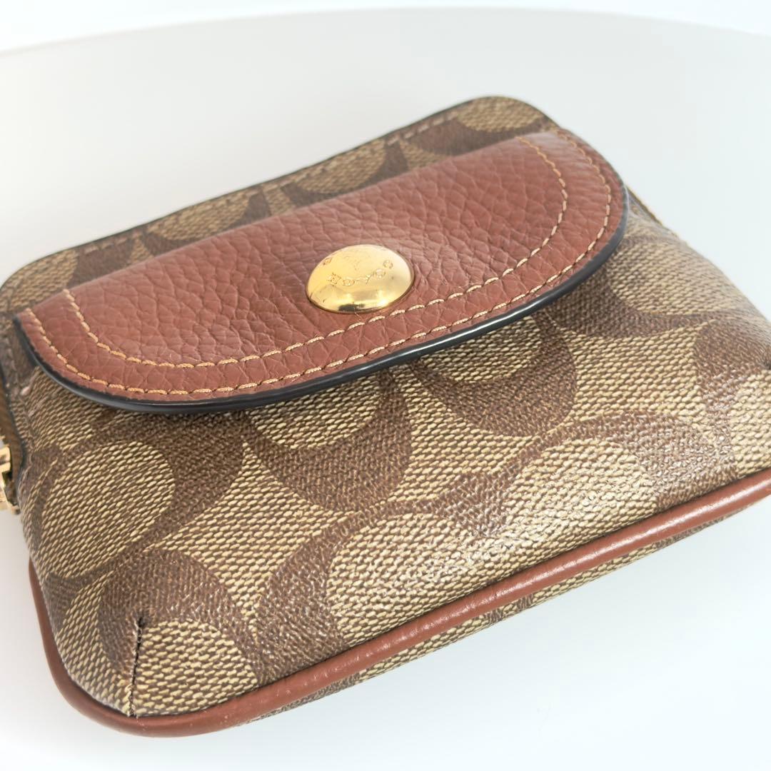 COACH コーチ パース カード シグネチャー キーリング付 C0209