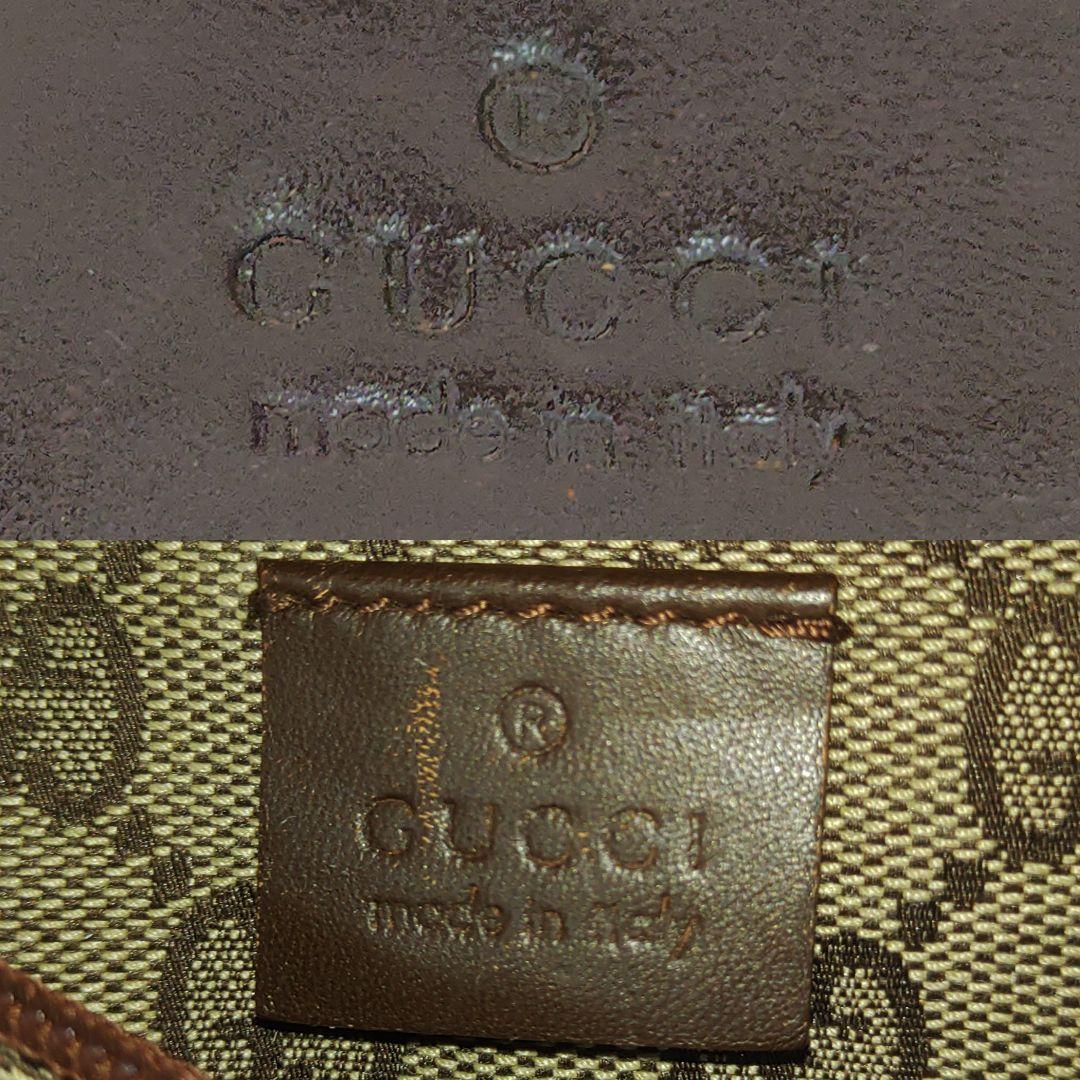 グッチ ボディバッグ ウエストポーチ レザー×キャンバス GG柄 ブラウン