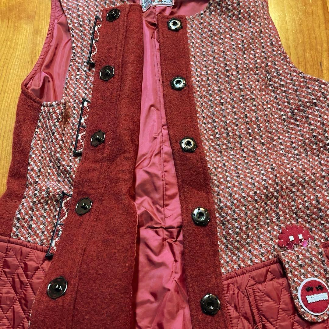 アルベロベロ.ブタさん中綿入りキルティング暖かジレ