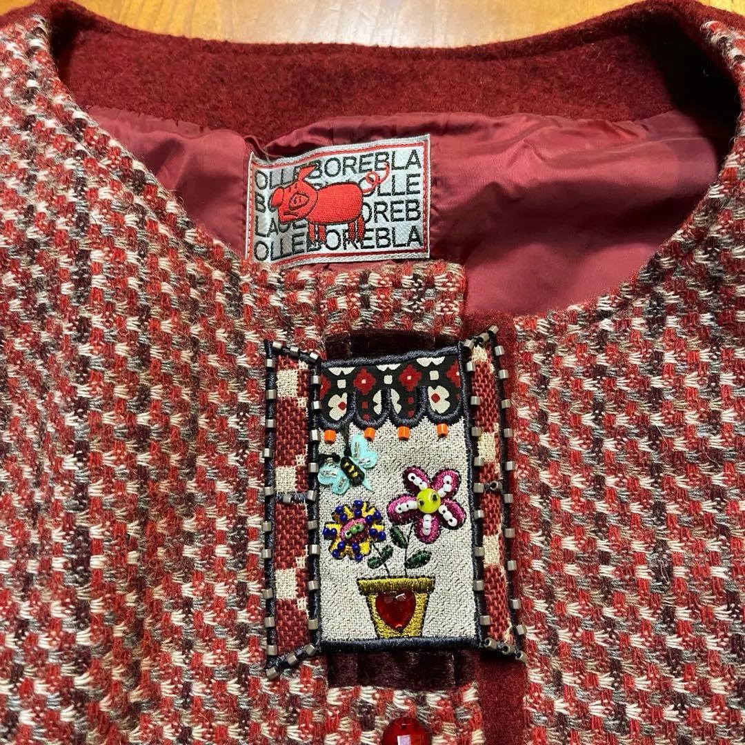 アルベロベロ.ブタさん中綿入りキルティング暖かジレ