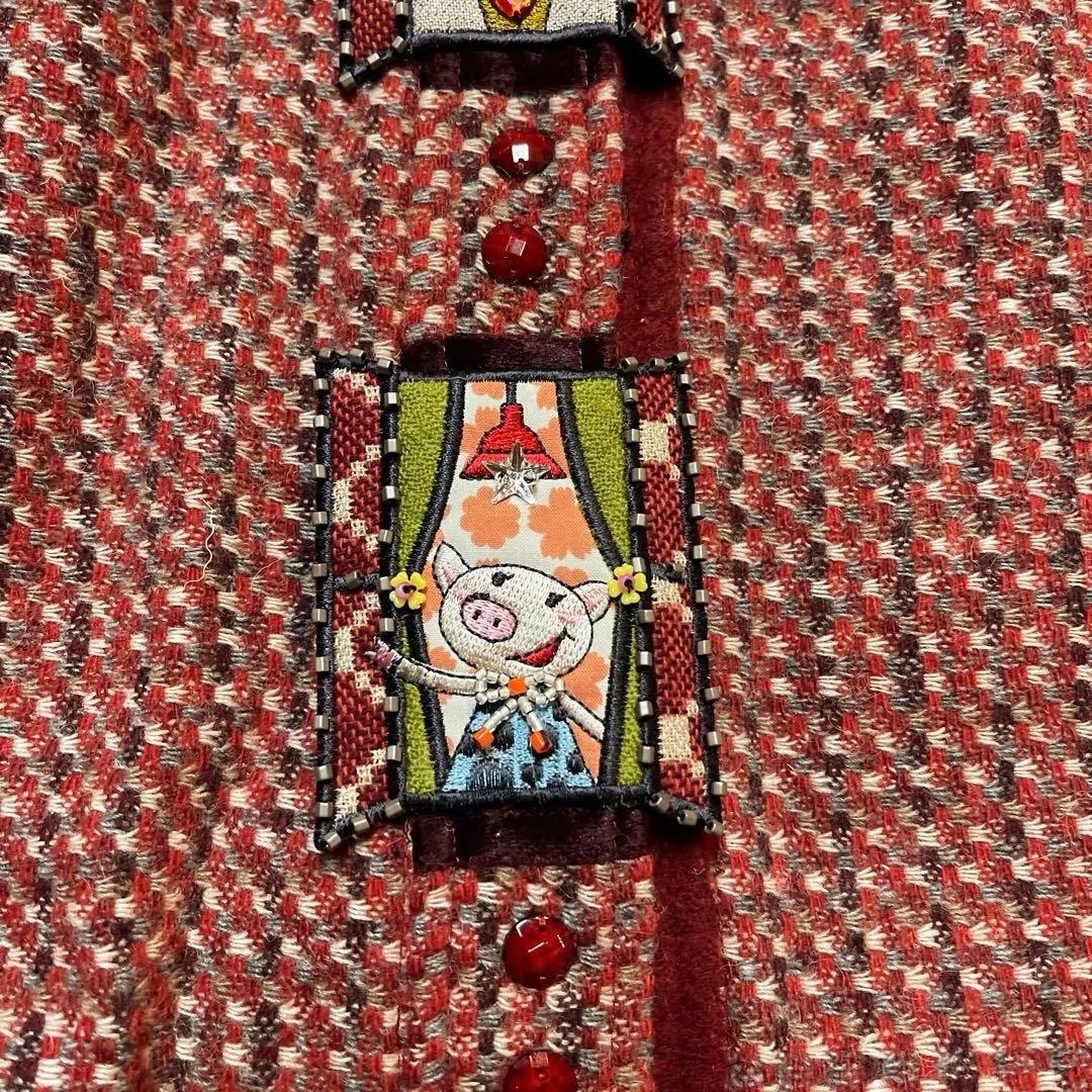 アルベロベロ.ブタさん中綿入りキルティング暖かジレ