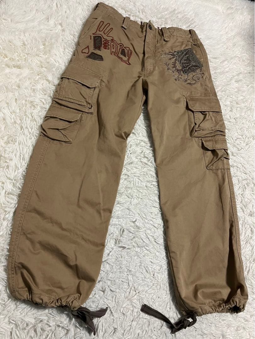 REPLAY リプレイ　ミリタリー　カーゴパンツ ドラゴン　刺繍ロゴ　W32