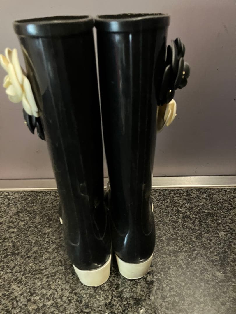 CHANEL ブラック レインブーツ 38