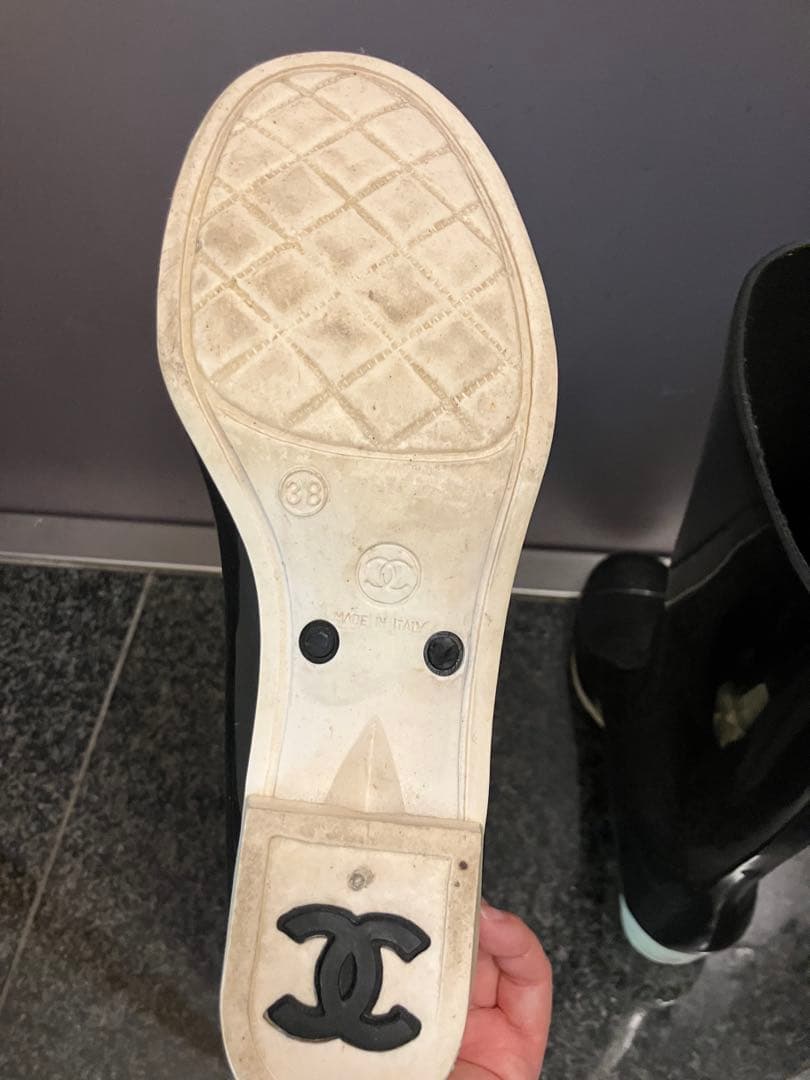 CHANEL ブラック レインブーツ 38