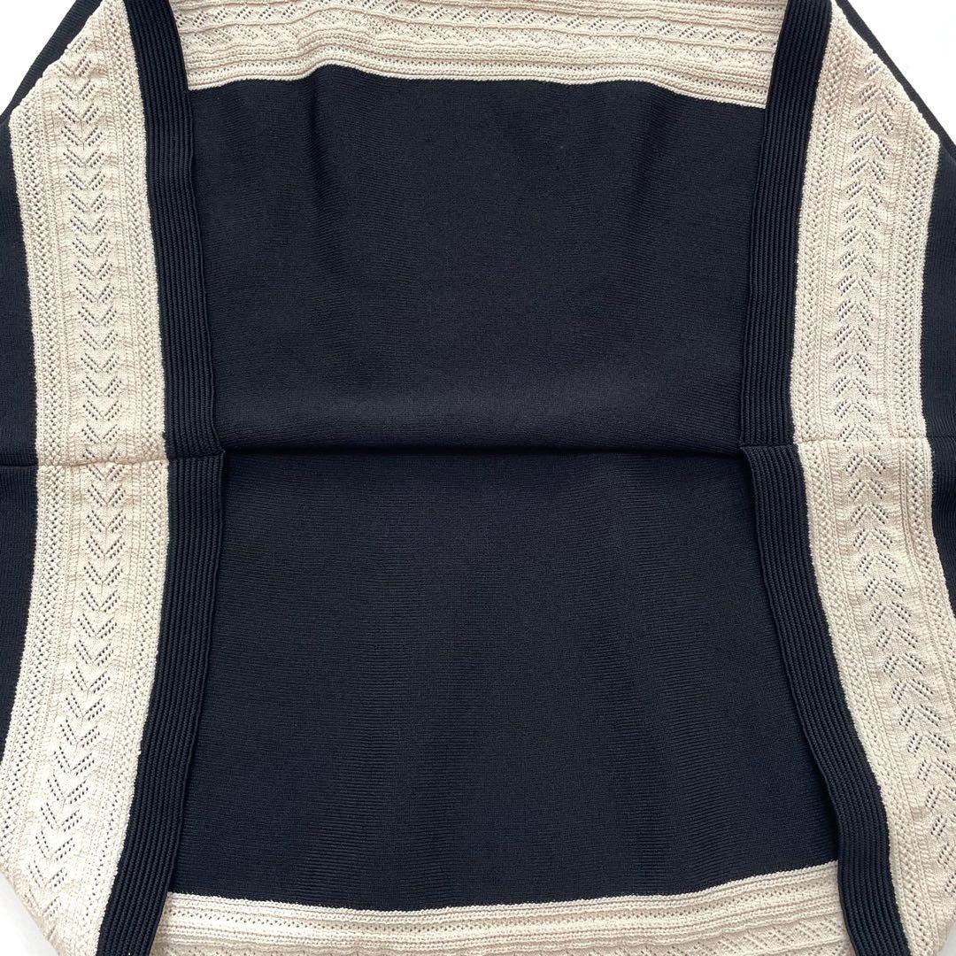 サンドロ　ニットワンピース　バイカラー　レース ブラック　アイボリー　Sサイズ