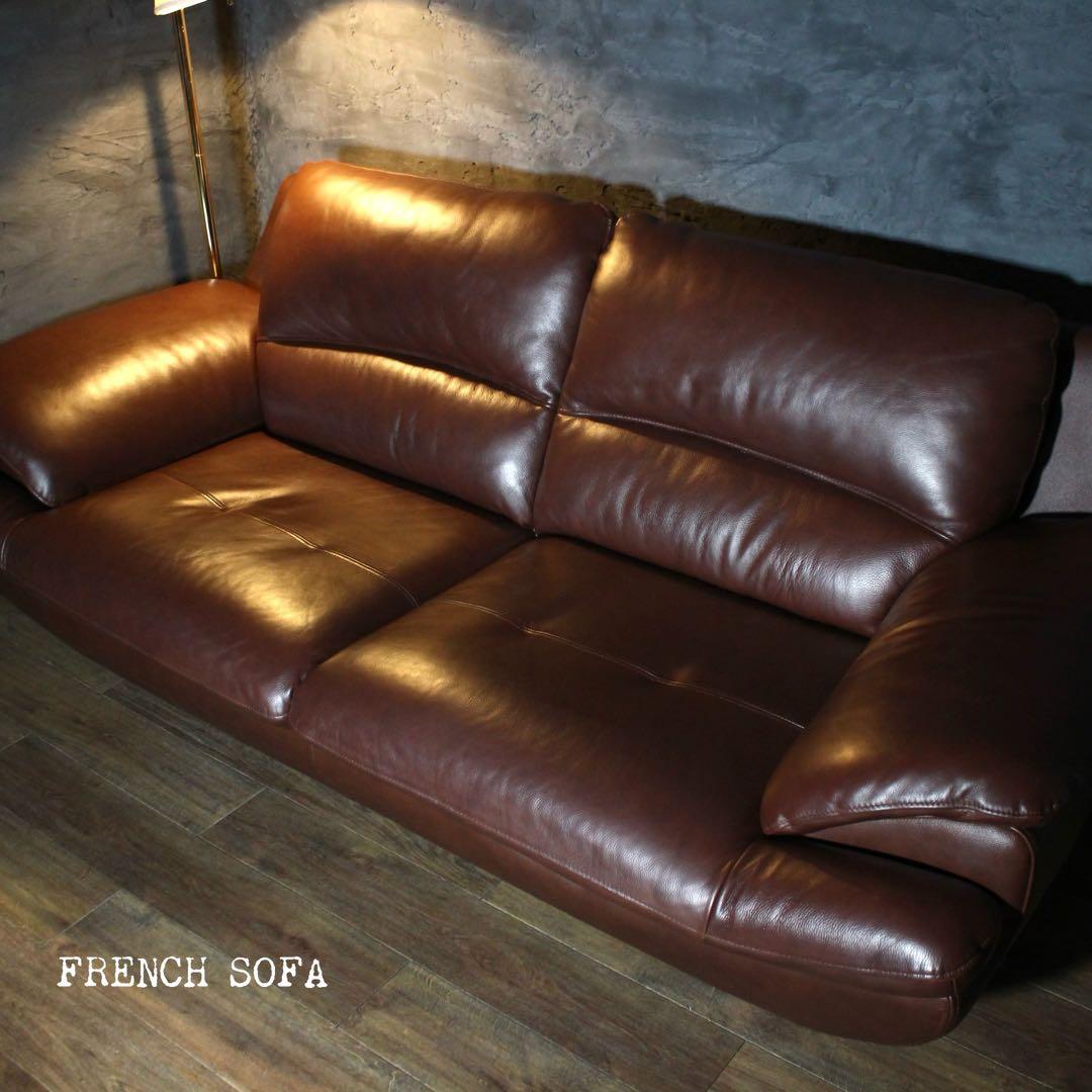 みなとフレンチソファ　本革　極上コレクターコンディション　ソファ