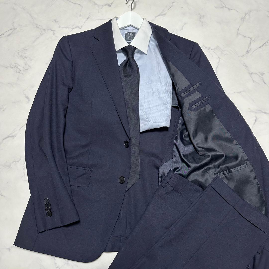 未使用級美品　バーニーズニューヨーク　ネイビースーツ　紺　ウール100% 46