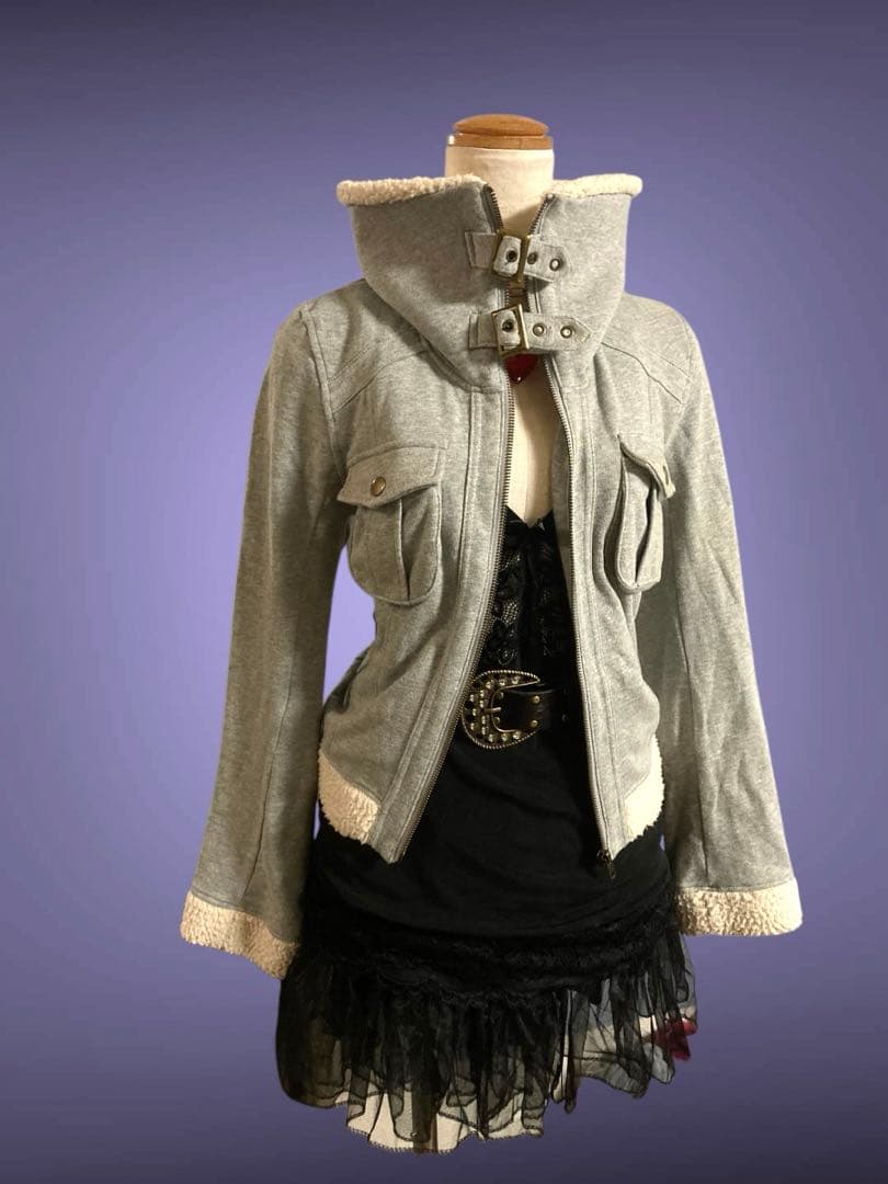 00s当時物ボアy2k平成ギャルフェアリーグランジロックNANAベルトジャケット