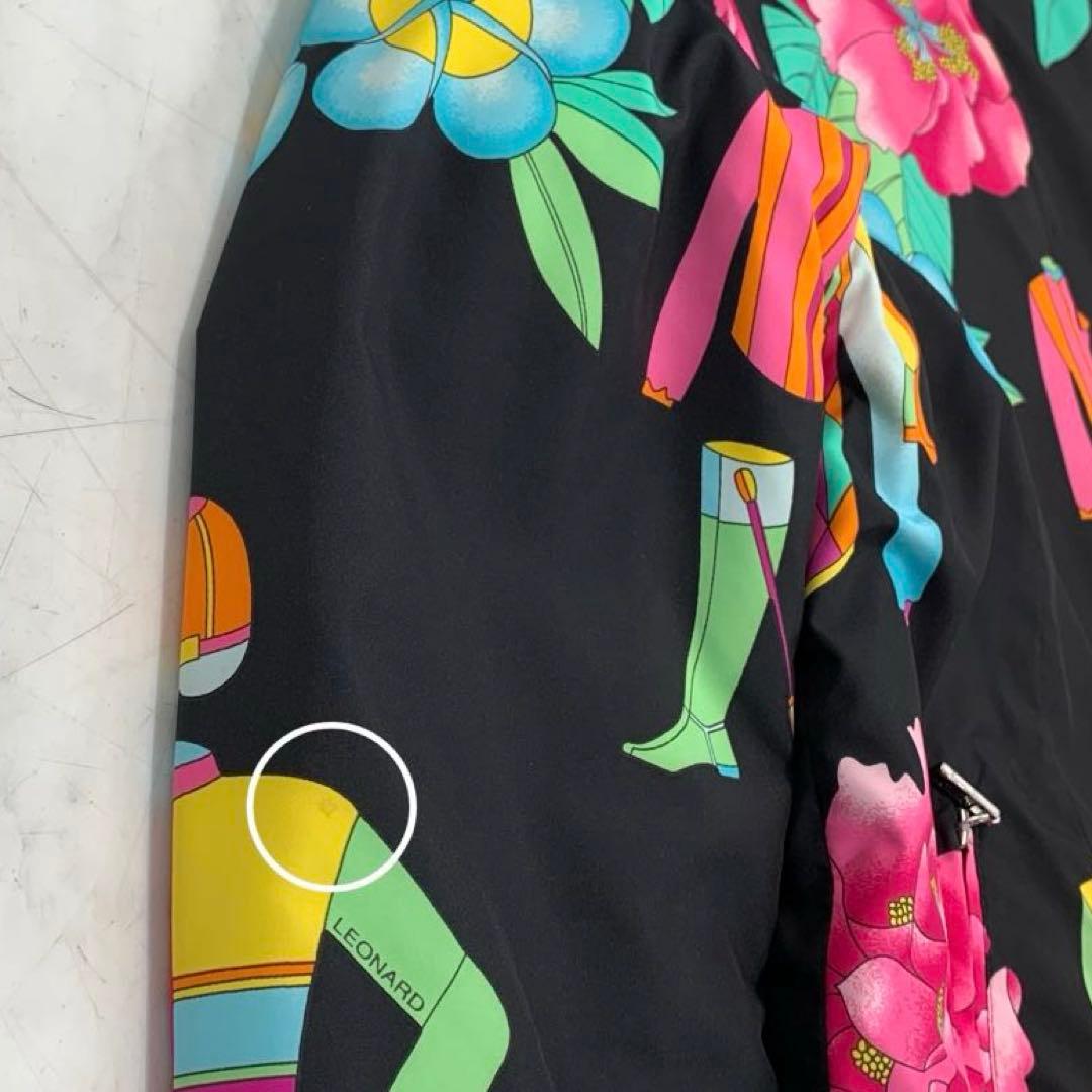 LEONARD SPORT ジップアップ ブルゾン ボア 中綿入り 花柄 40