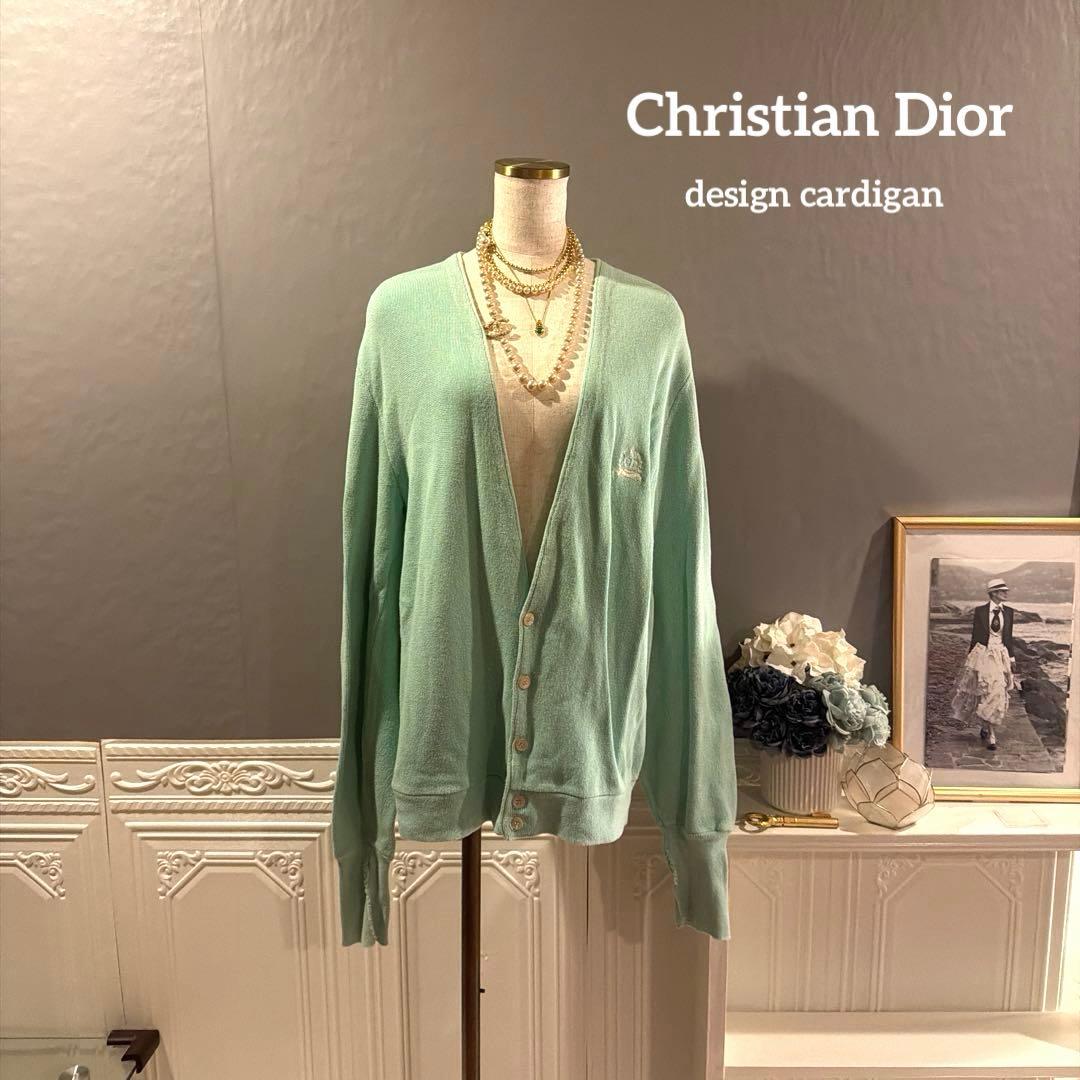 【Christian Dior】アメリカ製　ディオール　刺繍デザインカーディガン