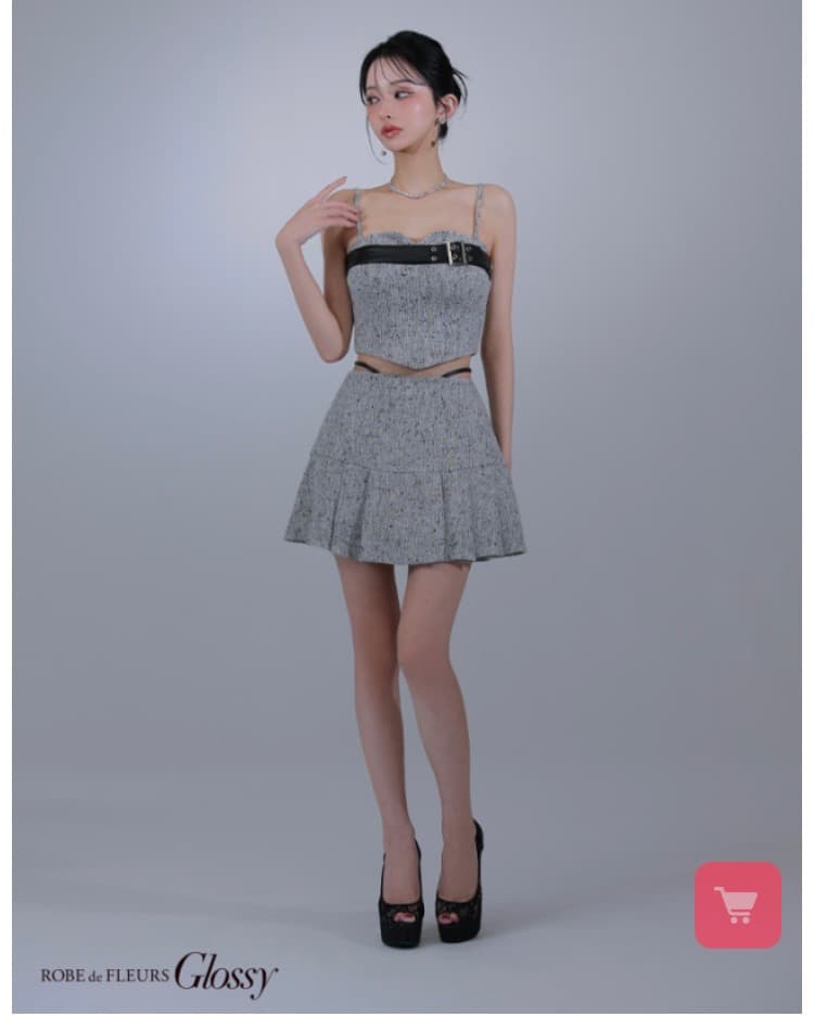 ベルトトップスセットアップフレアミニキャバドレス