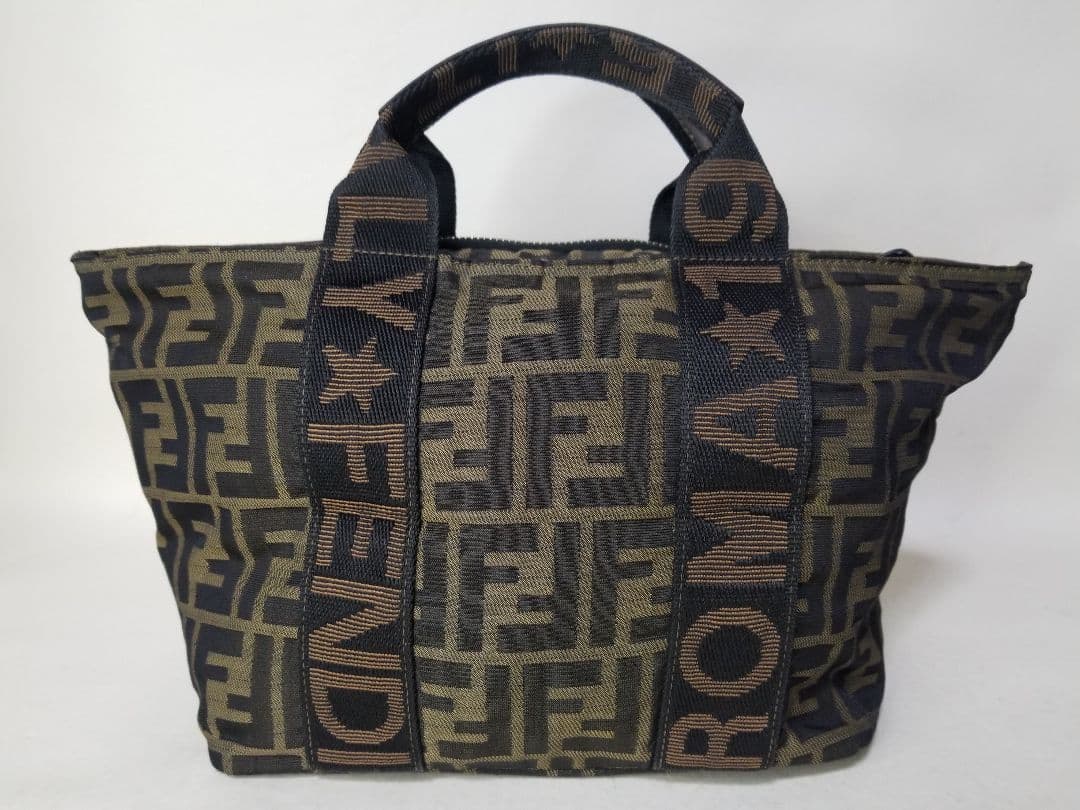 ヴィンテージ フェンディ FFモノグラム ジッピーハンドバッグ（ブラウン）