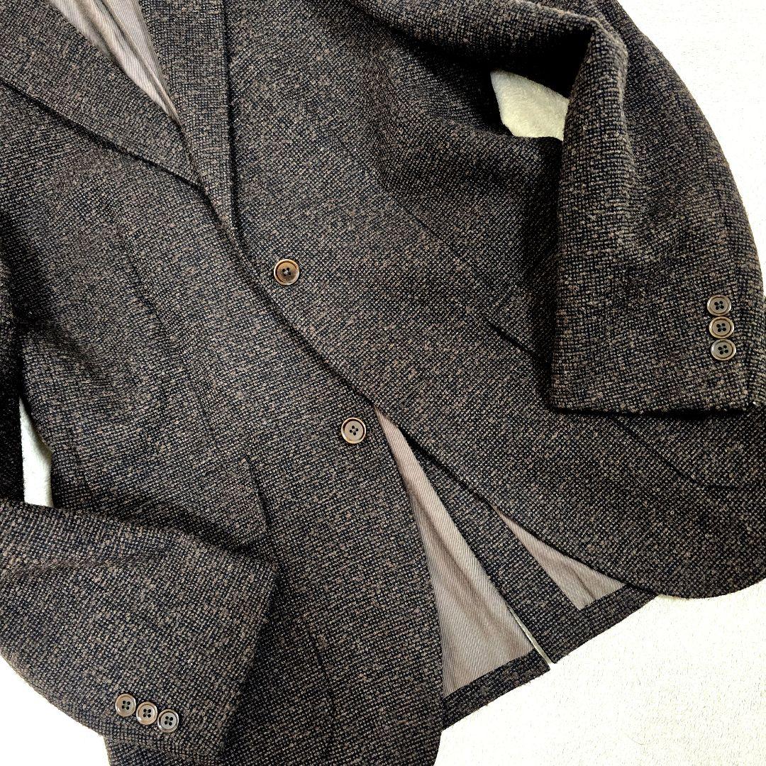 極美品 ジェイプレス テーラードジャケット アルパカ ツイード ブラウン L