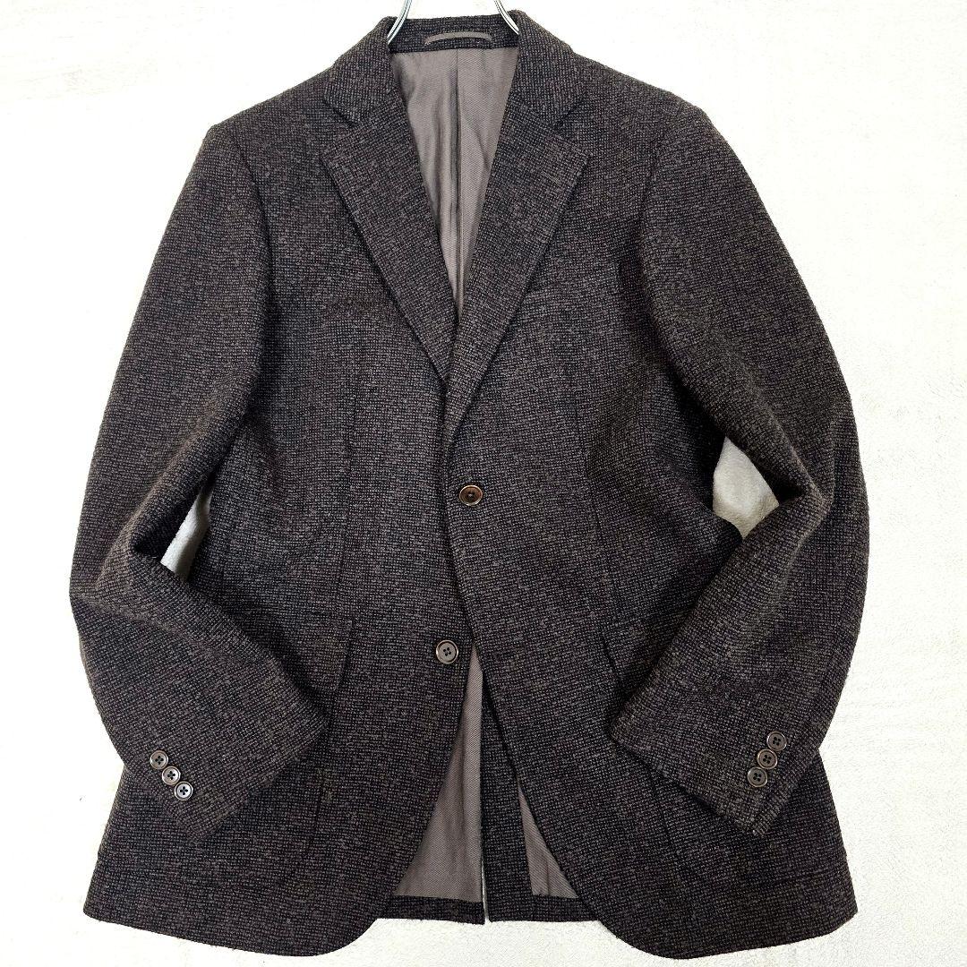 極美品 ジェイプレス テーラードジャケット アルパカ ツイード ブラウン L