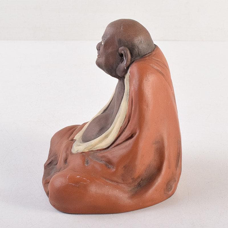 駿河山正作　紫砂　朱泥　彩色　達磨像　置物　N R8827