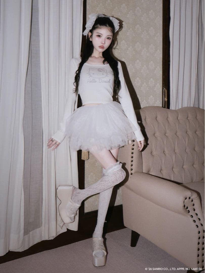 新品タグ付き ダーリッチ Hello DarichコンパクトロングTシャツ 白