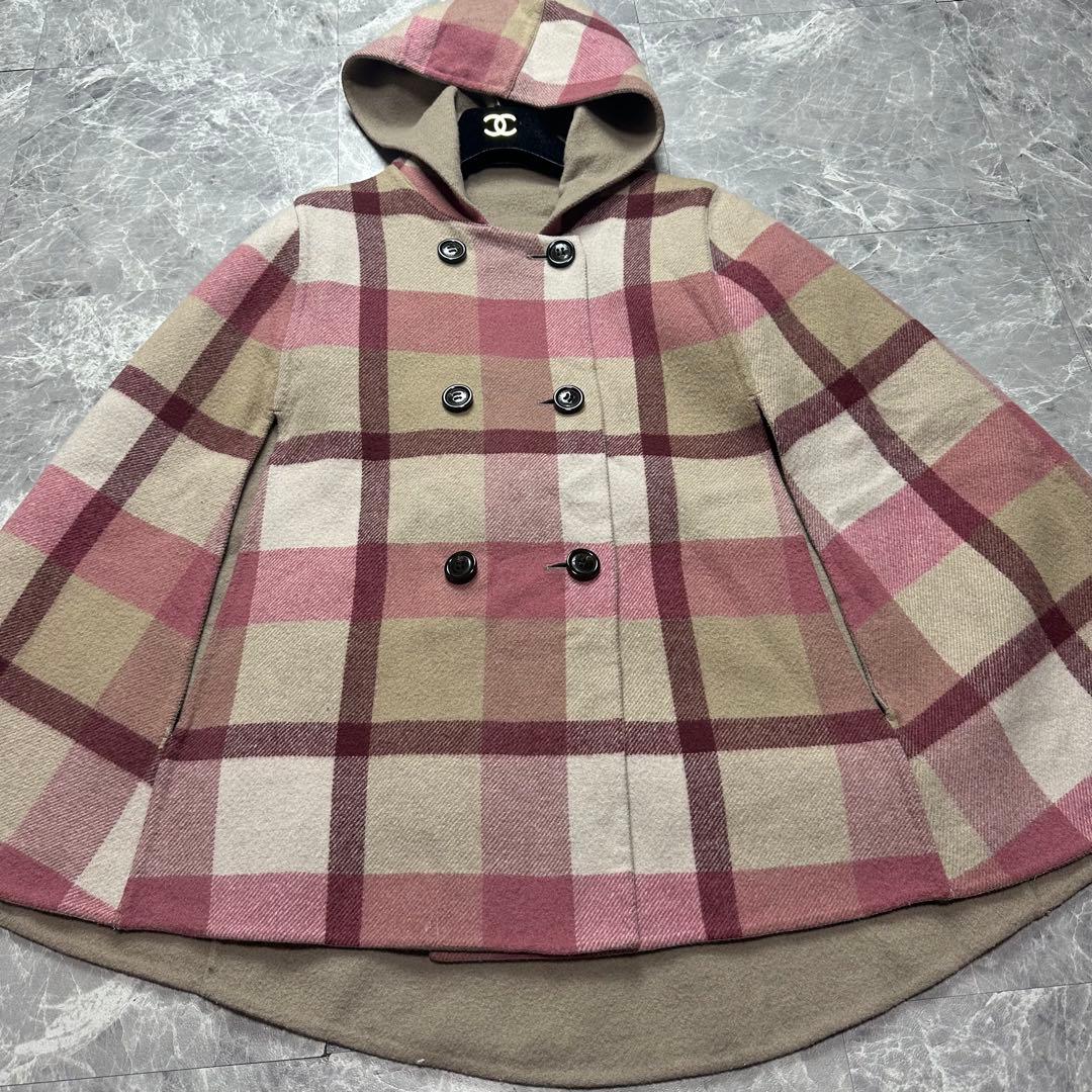 ブルーレーベルクレストブリッジ♡ 両面 リバーシブル ケープコート メガチェック