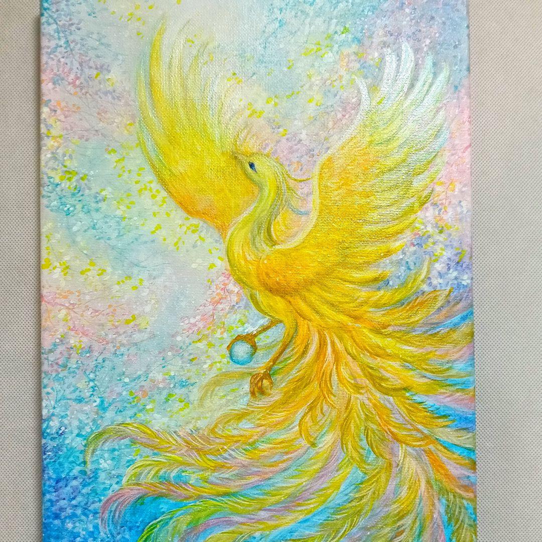 菜*香様 No.508 F4キャンバス 原画 アクリル絵画 開運絵画 鳳凰 肉筆